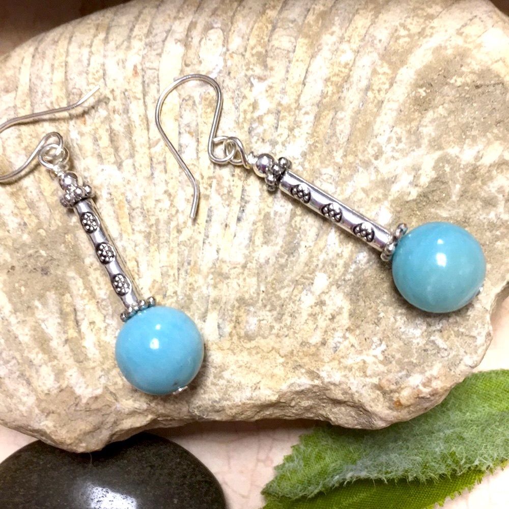 Sterling 925 ear wires Genuine amazonite earrings